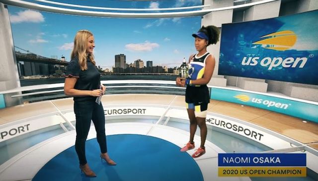 Women’s Tennis Association champion Naomi Osaka beamed into London from New York.