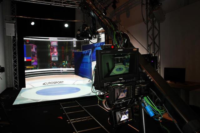 Behind the scenes of The Eurosport Cube (Image courtesy of Harry Miller)