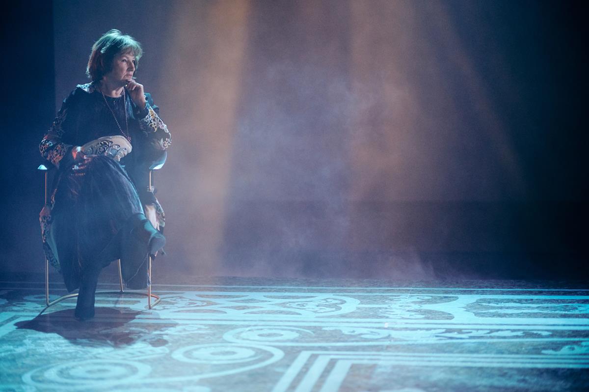 Deborah Findlay as Nurse in the National Theatre’s “Romeo & Juliet,” directed by Simon Godwin. Cr: Rob Youngson/National Theatre