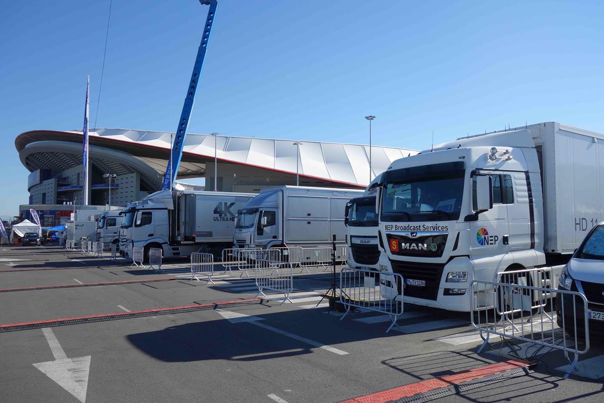 View of TV Compound for the 2019 UEFA Champions League Final, where the BT Sport team produced its own UHD HDR feed. Cr: Fergal Ringrose