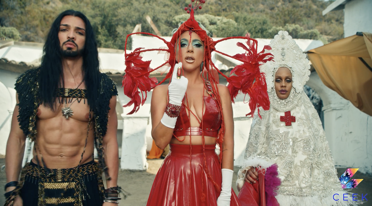 Nicole Montgomery, Lady Gaga, and Sia Zami in “911,” directed by Tarsem Singh. Cr: CEEK