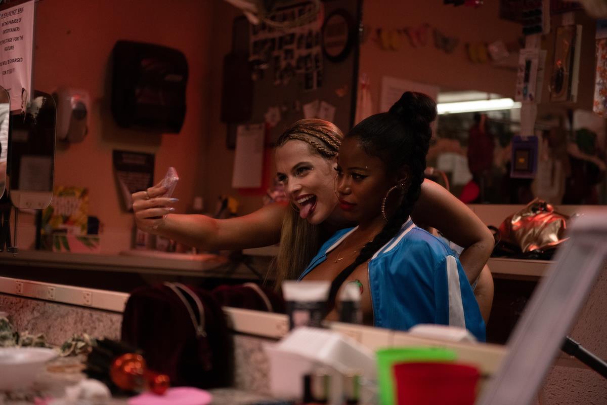 Riley Keough as Stefani and Taylour Paige as Zola in director Janicza Bravo’s “Zola.” Cr: Anna Kooris/A24