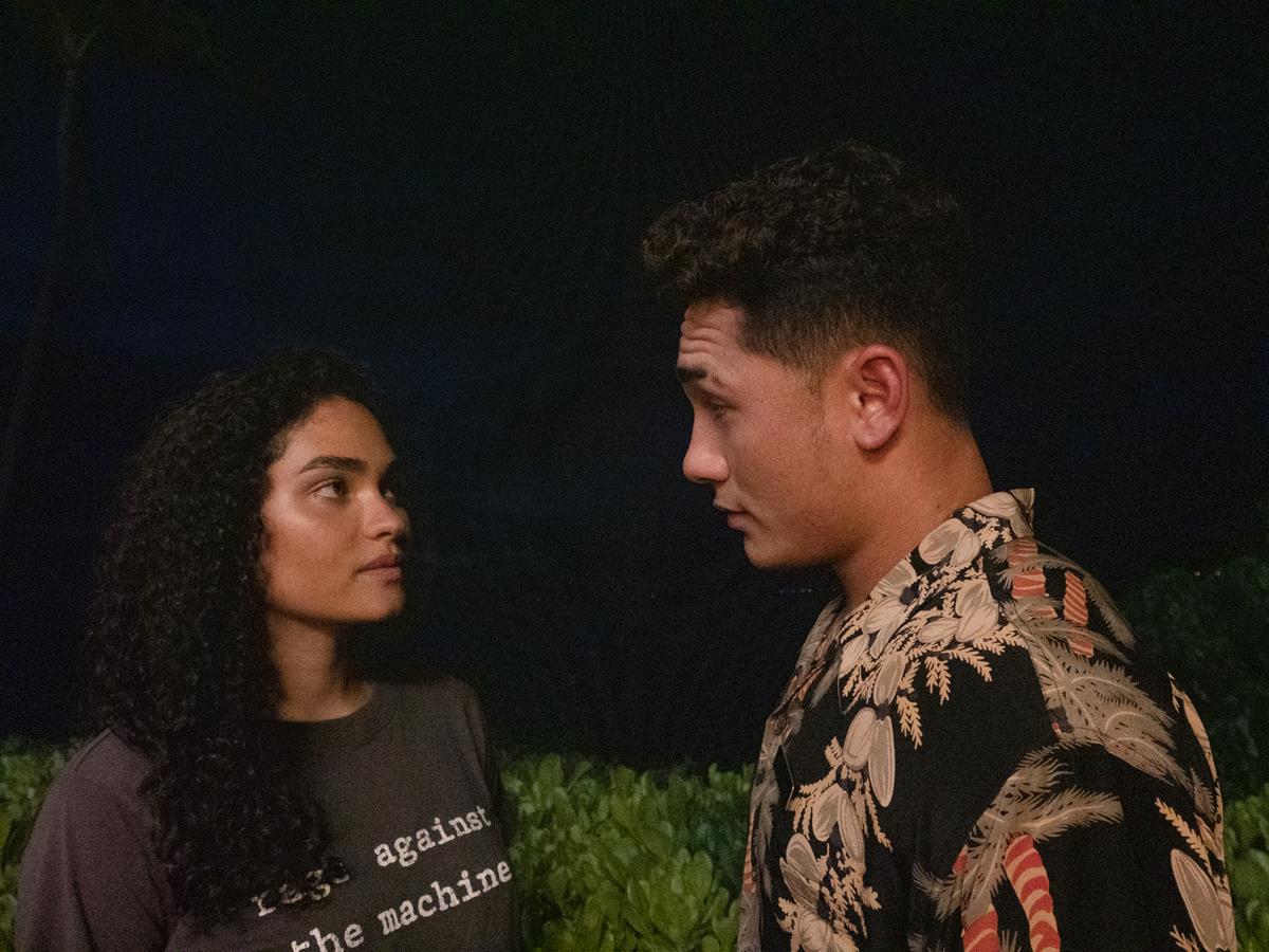 Brittany O’Grady as Paula and Kekoa Kekumano as Kai in Episode 5 of “The White Lotus.” Cr: HBO