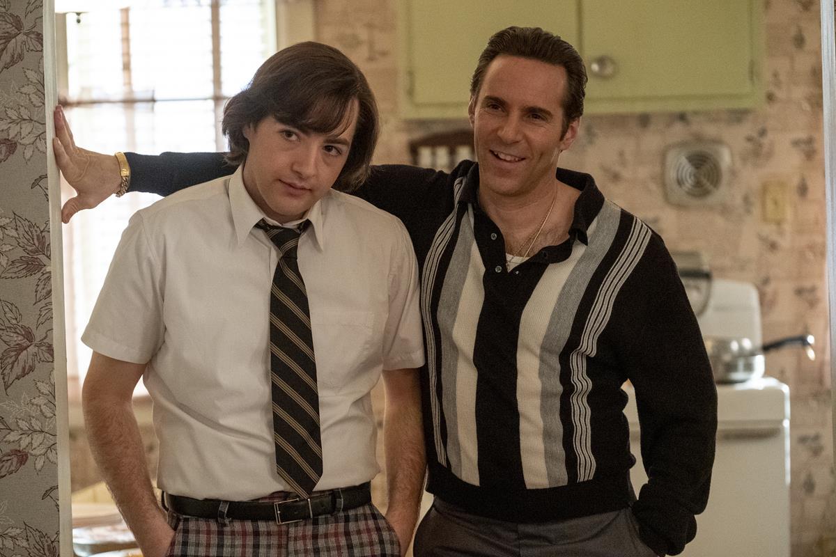 Michael Gandolfini as Teenage Tony Soprano and Alessandro Nivola as Dickie Moltisanti in “The Many Saints of Newark.” Cr: Barry Wetcher/Warner Bros. Pictures