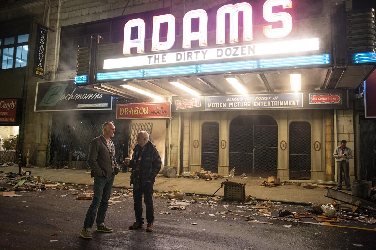 Director Alan Taylor and creator/writer/producer David Chase on the set of “The Many Saints of Newark.” Cr: Barry Wetcher/Warner Bros. Pictures