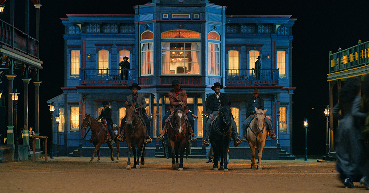 “The Harder They Fall:” RJ Cyler as Jim Beckwourth, Jonathan Majors as Nat Love, Delroy Lindo as Bass Reeves, and Danielle Deadwyler as Cuffee in the Harder They Fall. Cr. Courtesy of Netflix © 2021