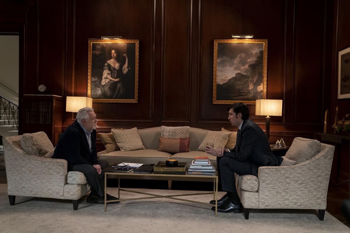 Brian Cox as Logan Roy and Nicholas Braun as Greg Hirsch in Season 3 Episode 4 of “Succession.” Cr: HBO