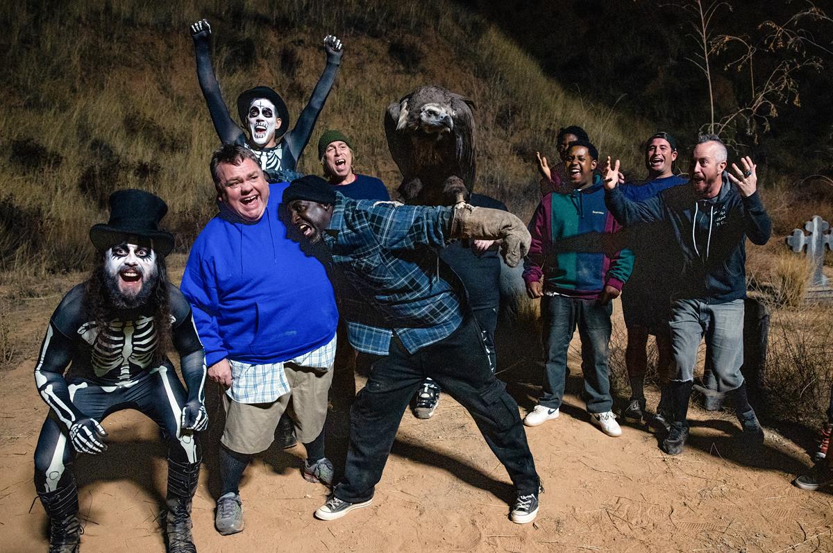 Chris Pontius, Preston Lacy, Steve-O, "Dark Shark" Dave England, Zach Holmes, Eric Manaka, Jasper, Sean "Poopies" McInerney, and Danger Ehren in director Jeff Tremaine’s “Jackass Forever.” Cr: Paramount Pictures/MTV Entertainment Studios