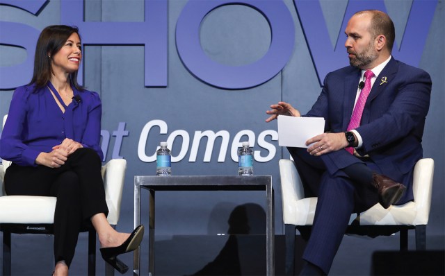 Federal Communications Commission chair Jessica Rosenworcel with NAB President and CEO Curtis LeGeyt