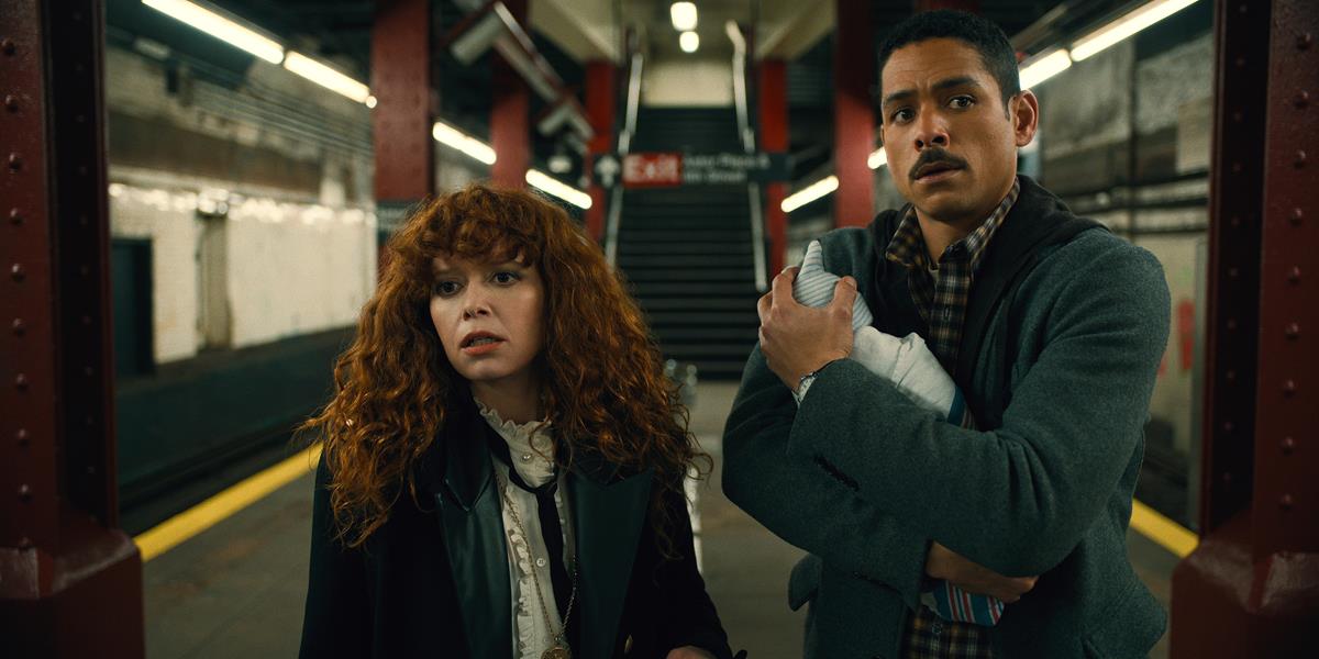 Natasha Lyonne as Nadia Vulvokov and Charlie Barnett as Alan Zaveri in season 2 episode 7 of “Russian Doll.” Cr: Netflix