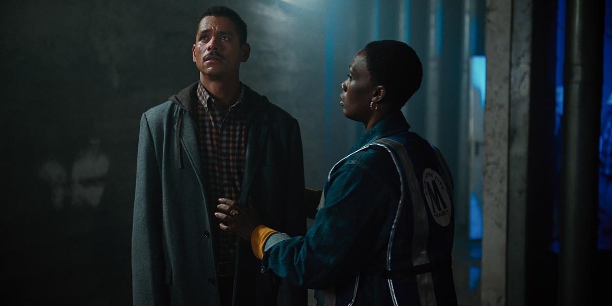 Charlie Barnett as Alan Zaveri and Carolyn Michelle Smith as Agnes in season 2 episode 7 of “Russian Doll.” Cr: Netflix