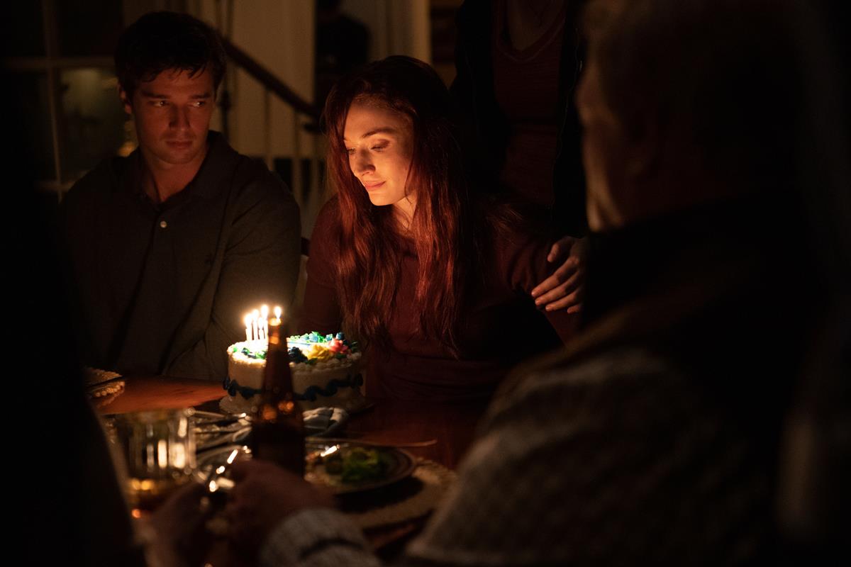 Patrick Schwarzenegger as Todd Peterson and Sophie Turner as Margaret Ratliff in episode 1 of “The Staircase.” Cr: Warner Media