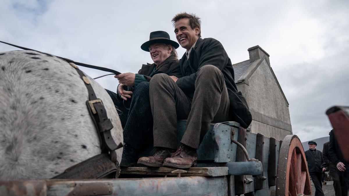 Brendan Gleeson as Colm Doherty and Colin Farrell as Pádraic Súilleabhá in “The Banshees of Inisherin.” Cr: Aidan Monaghan/Searchlight Pictures