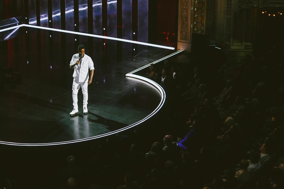 Chris Rock at the Hippodrome Theater in Baltimore in “Chris Rock LIVE: Selective Outrange.” Cr: Kirill Bichutsky/Netflix