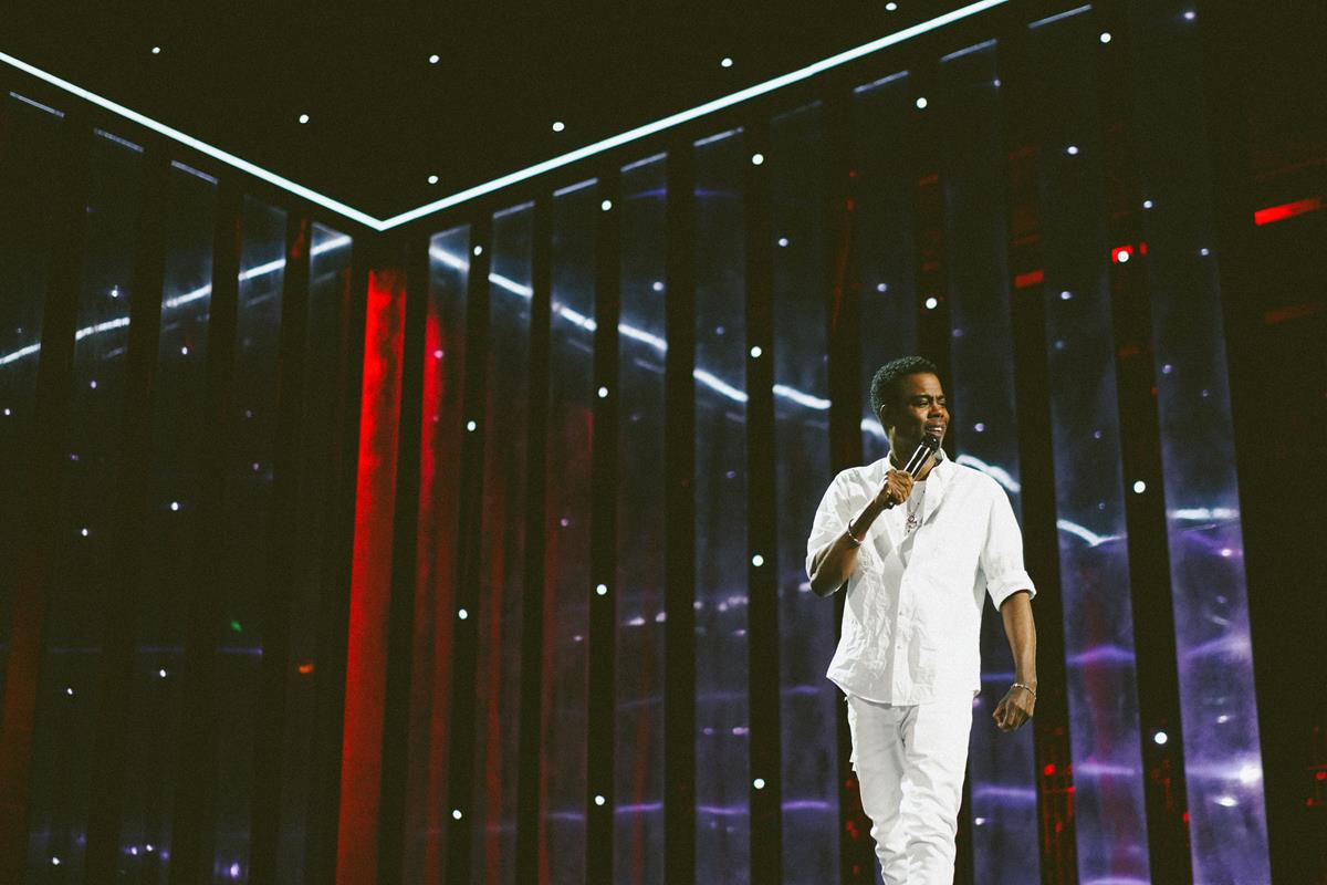 Chris Rock at the Hippodrome Theater in Baltimore in “Chris Rock LIVE: Selective Outrange.” Cr: Kirill Bichutsky/Netflix