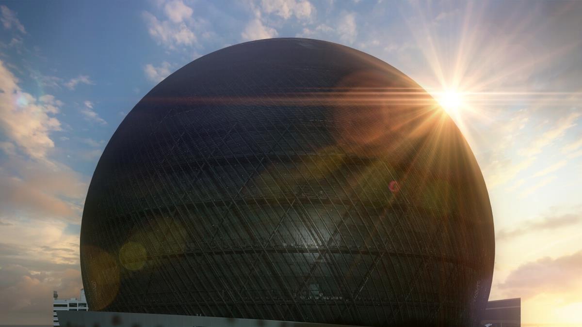 The Sphere at sunrise. Cr: Sphere Entertainment