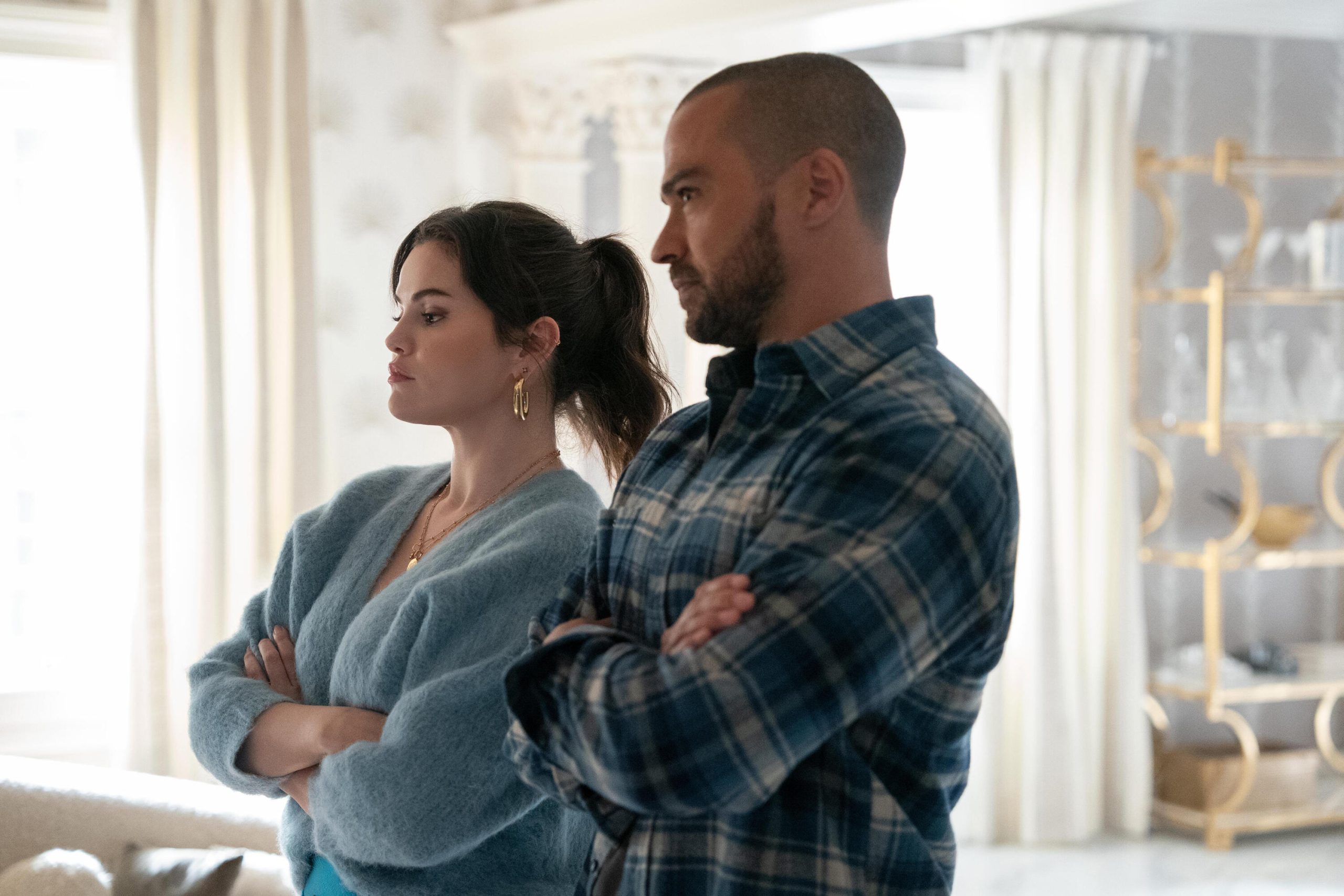 Tobert (Jesse Williams) and Mabel (Selena Gomez), shown. (Photo by: Patrick Harbron/Hulu)