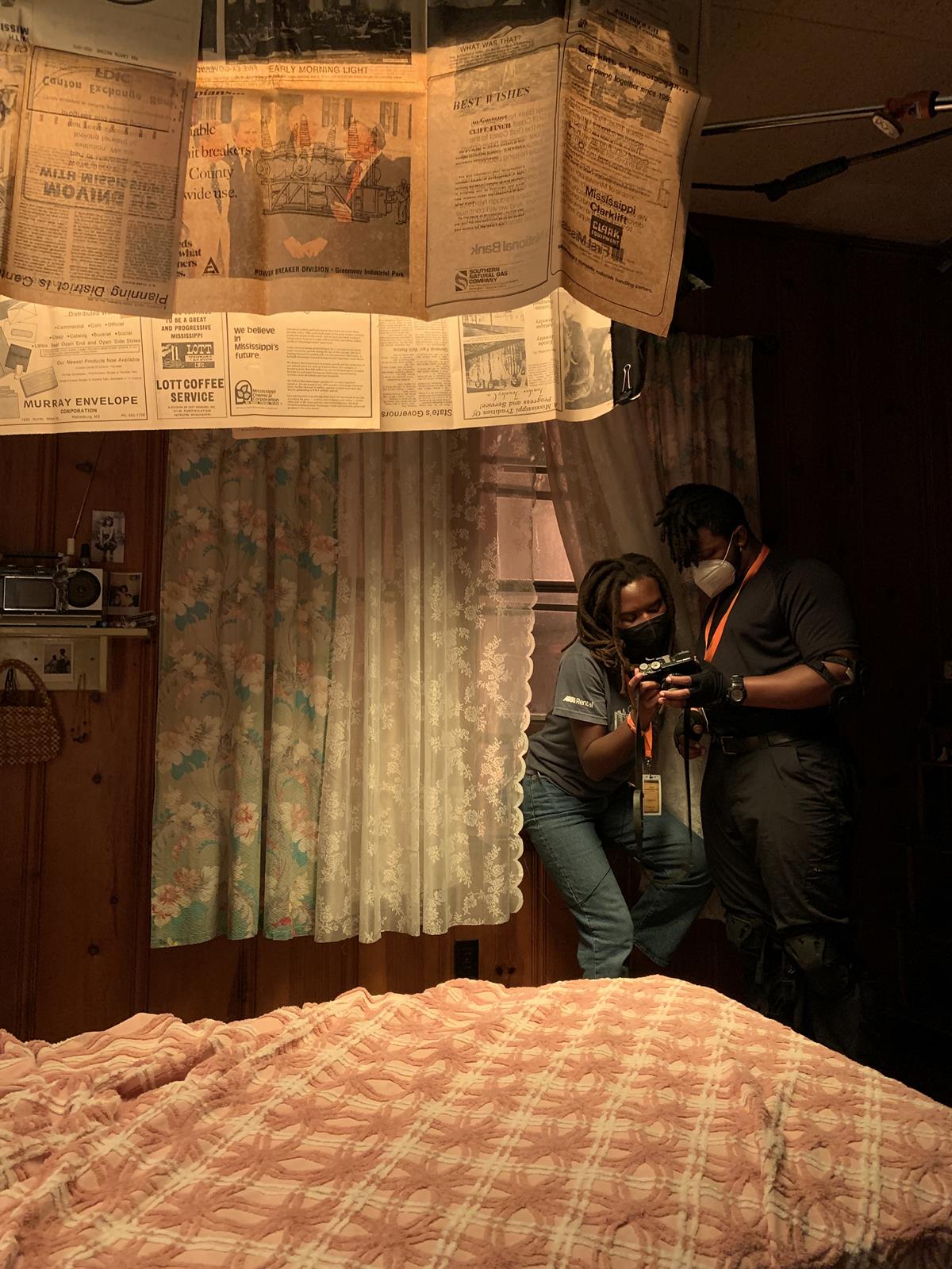 Director Raven Jackson and DP Jomo Fray on the set of “All Dirt Roads Taste of Salt.” Cr: Jaclyn Martinez/A24